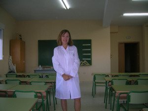 Abby in her classroom in Spain