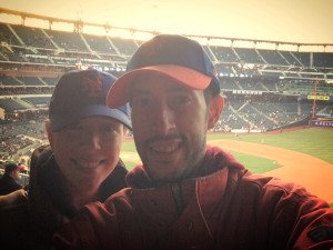 Pedro and Abby watching the Mets