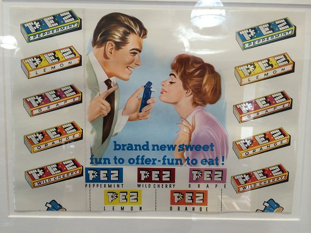 Old advertisement from Pez seen at the Pez Visitor Venter, Connecticut