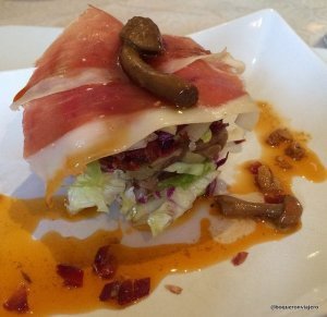 Salad of Serrano Ham and mushrooms, Hotel el Almendral