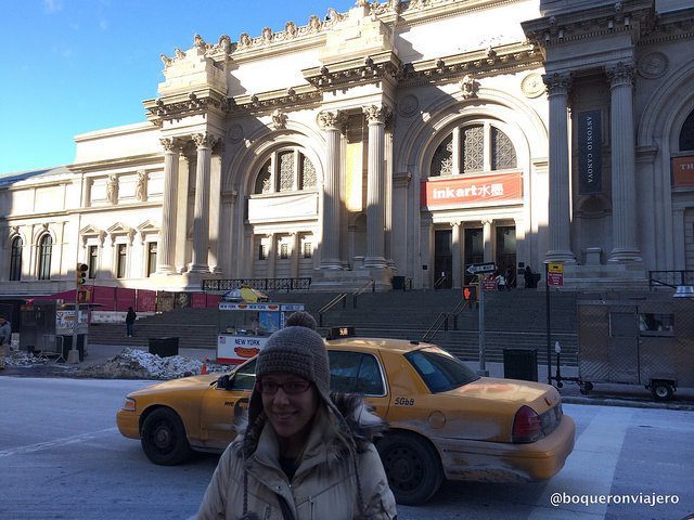 Abby at the entrance of the MET, New York