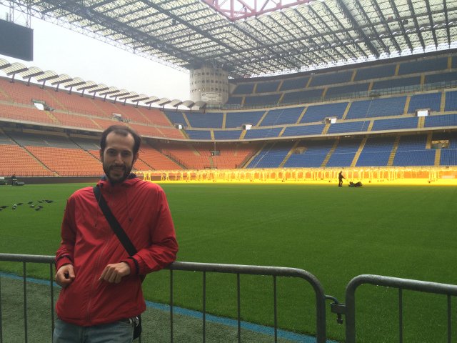 Pedro in the San Siro stadium in Milan