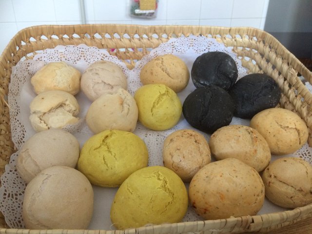 Different flavored breads in Salobreña
