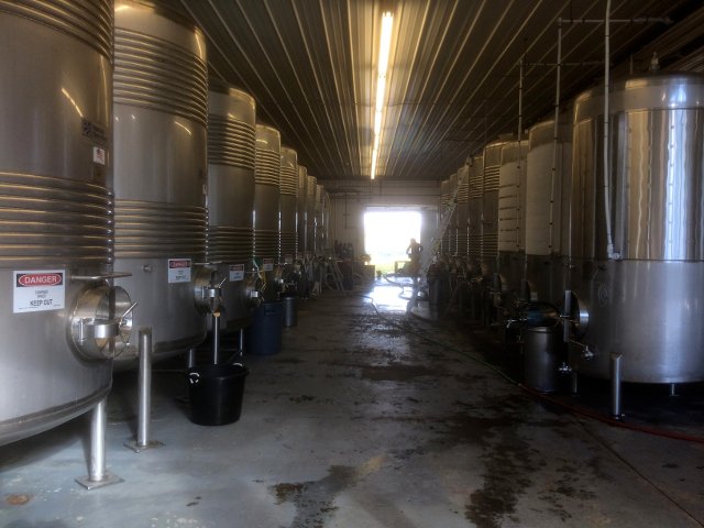 Fermentation tanks at Lakewood Vineyards Finger Lakes New York