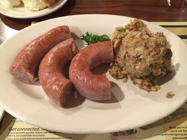 Bratsburg sausage at Plain & Famcy Farm Restaurant in Lancaster PA